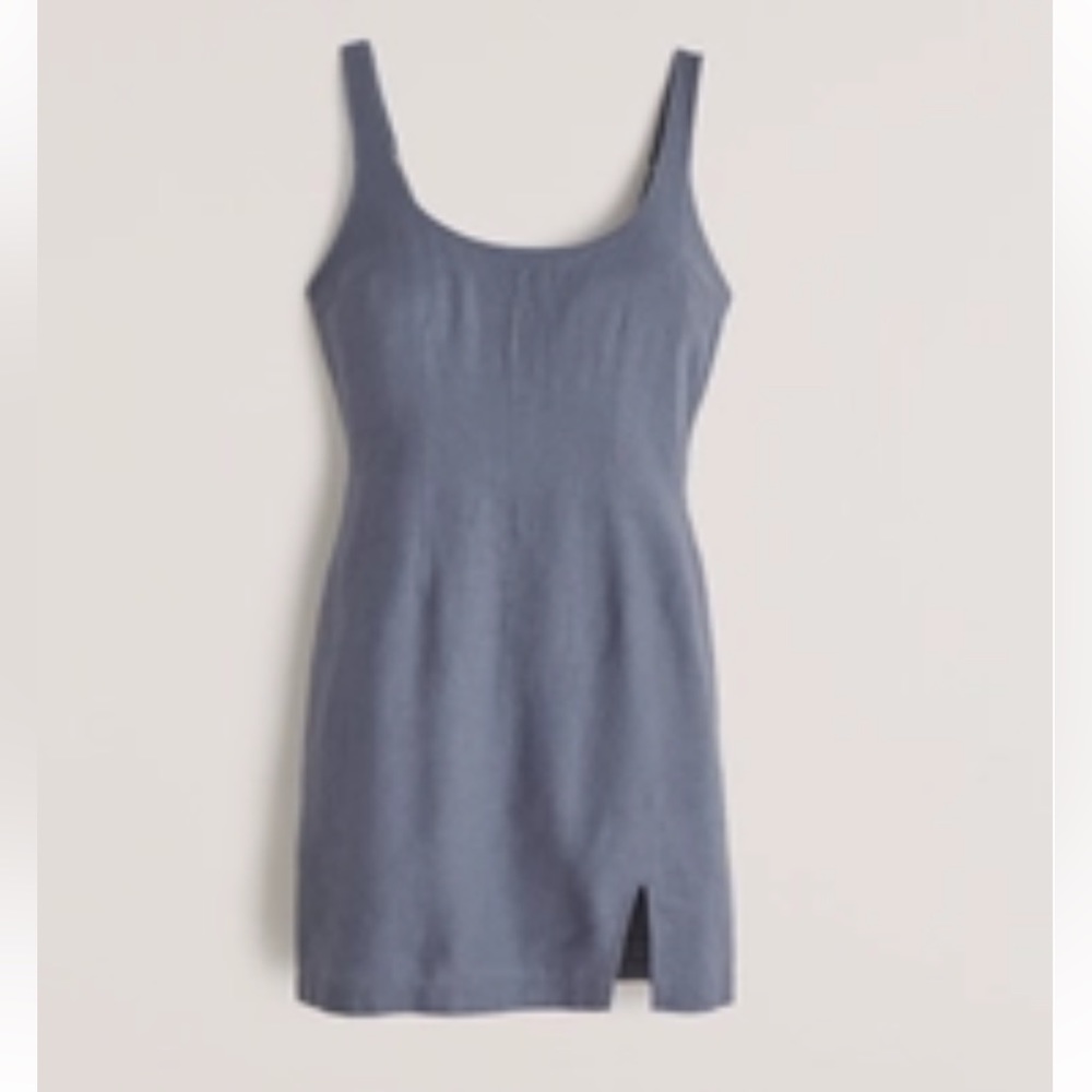 Abercrombie gray linen material mini dress (90s Scoopneck Slip Mini dress)